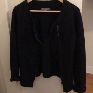 Black boiled wool soft moto style jacket